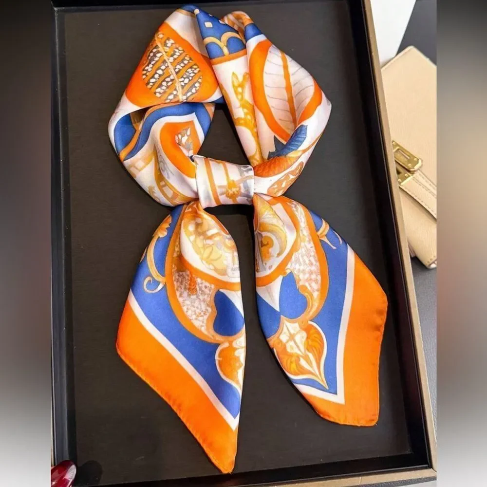 Orange & Blue Patterned Scarf N1439